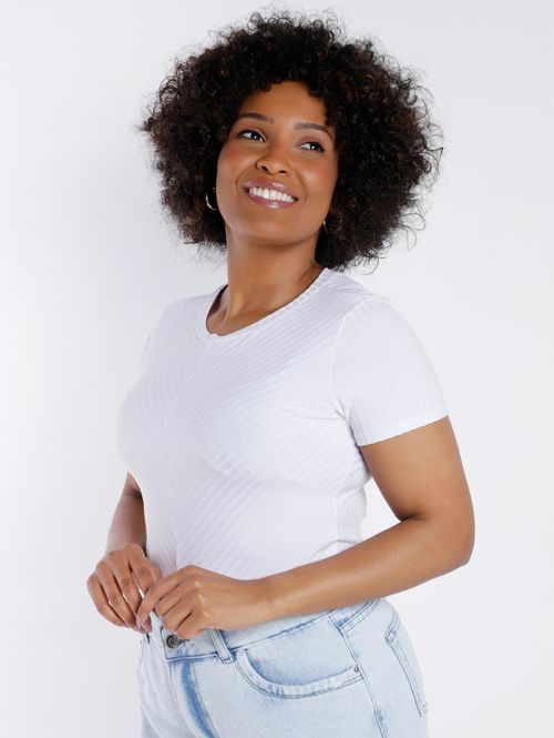 Blusa Cropped Canelada Autentique Feminina BRANCO