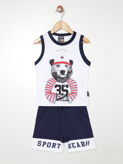 Conjunto Infantil Para Menino - BRANCO/MARINHO