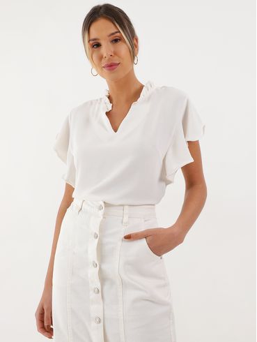 Blusa Manga Curta Feminina OFF WHITE