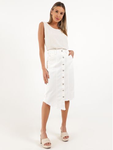 Saia Sarja Midi Autentique Feminina Off white