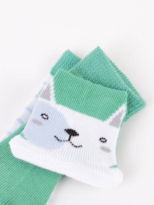 Kit com 03 Meias Infantil para Bebê - VERDE/BRANCO