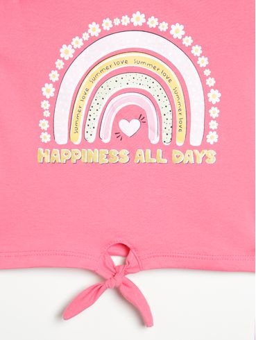 Blusa Manga Curta Infantil Para Menina - PINK