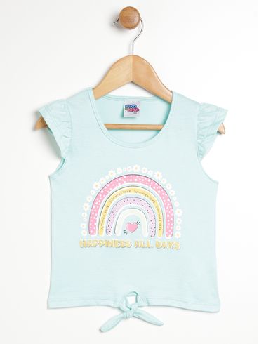 Blusa Manga Curta Infantil Para Menina - VERDE