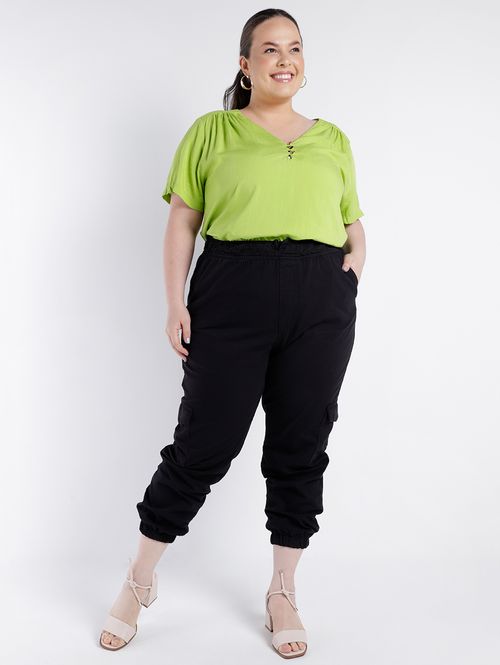 Blusa Manga Curta Plus Size Feminina VERDE