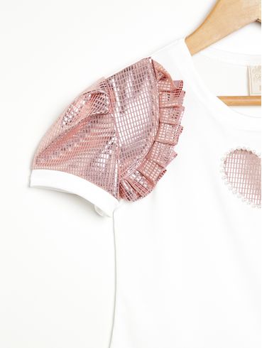 Blusa Manga Curta Infantil Para Menina - OFF WHITE