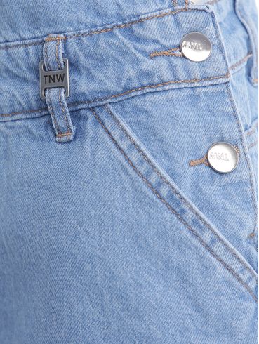 Macaquinho Jardineira Jeans Feminino AZUL
