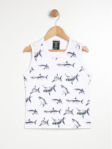 Camiseta Regata Infantil Para Menino - BRANCO
