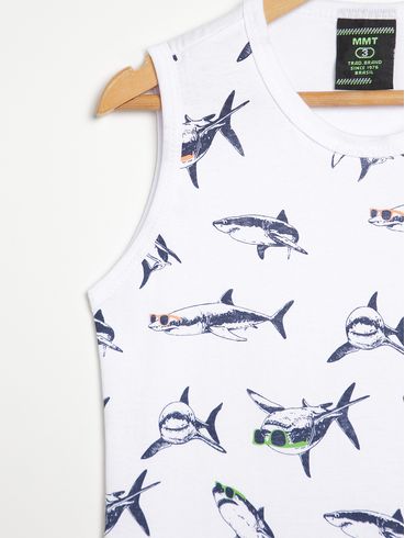 Camiseta Regata Infantil Para Menino - BRANCO