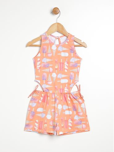 Macacão Infantil Para Menina - LARANJA