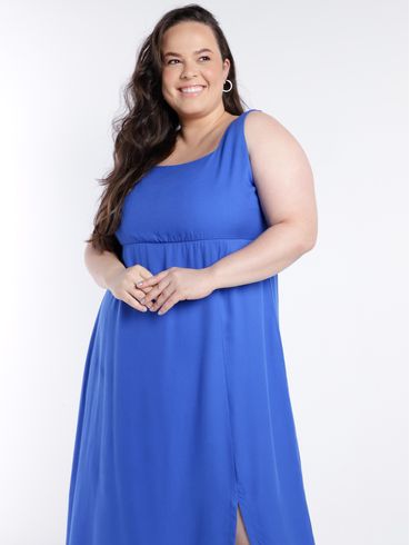 Vestido Midi Autentique Plus Size Feminino AZUL
