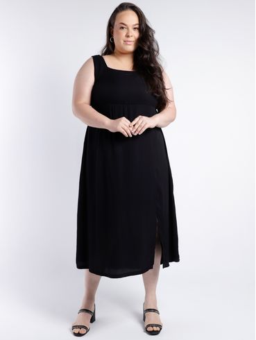 Vestido Midi Autentique Plus Size Feminino PRETO