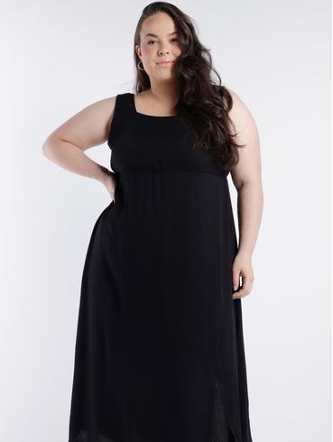 Vestido Midi Autentique Plus Size Feminino PRETO