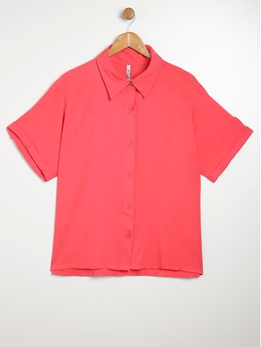 Camisa Manga Curta Plus Size Feminina ROSA