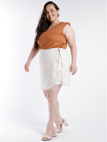 Short Saia Autentique Plus Size Feminino BEGE