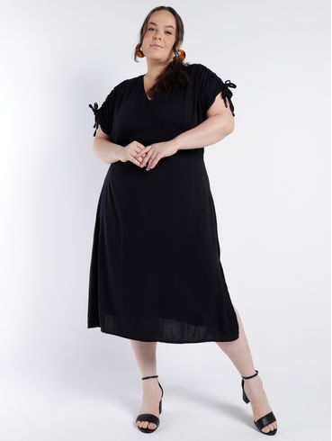 Vestido Midi Plus Size Feminino PRETO