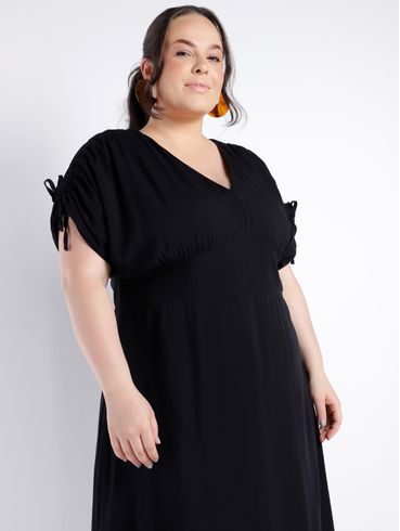 Vestido Midi Plus Size Feminino PRETO