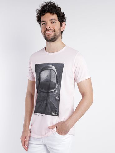 Camiseta Manga Curta Masculina ROSA CLARO
