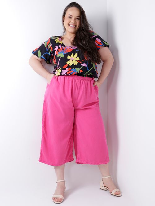 Calça Pantacourt Plus Size Feminina PINK