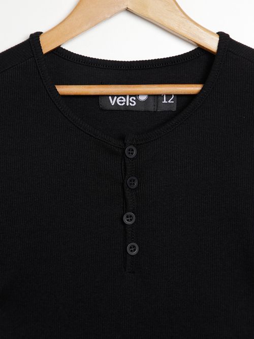 Vestido Canelado Vels Juvenil Para Menina - PRETO