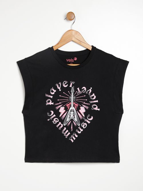 Blusa Regata Juvenil Para Menina - PRETO