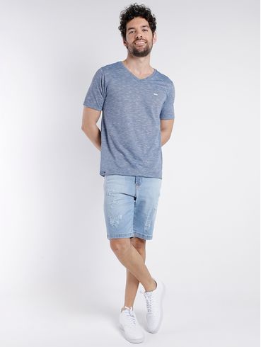 Camiseta Manga Curta No Stress Masculina Azul/Azul