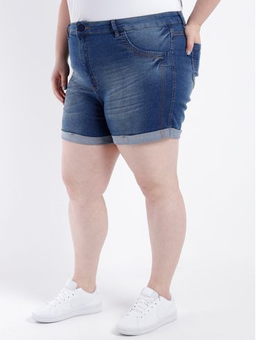 Short Jeans Plus Size Feminina AZUL