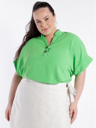 Blusa Manga Curta Plus Size Feminina VERDE