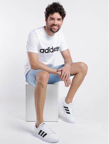 Bermuda Jeans com Destroyed Elétron Masculina AZUL CLARO
