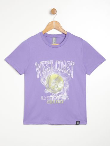 Camiseta Manga Curta Juvenil Para Menino - ROXO