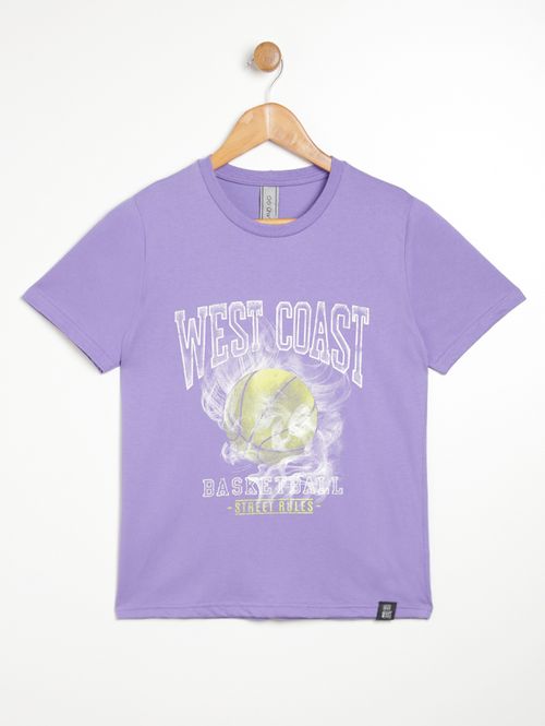 Camiseta Manga Curta Juvenil Para Menino - ROXO