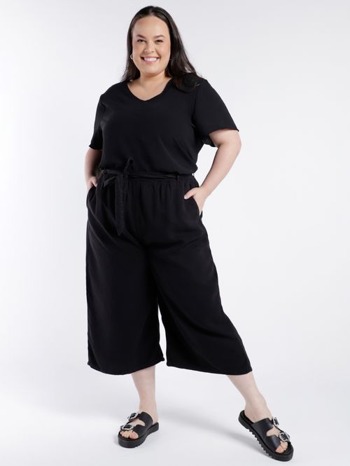 Blusa Manga Curta Cativa Plus Size Feminina PRETO