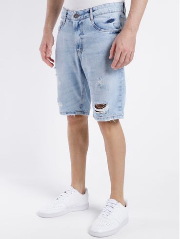 Bermuda Jeans Destroyed Masculina AZUL