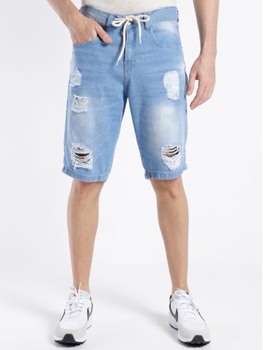 Bermuda Jeans Destroyed Masculina AZUL