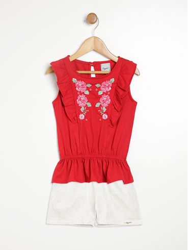 Conjunto Curto Infantil Para Menina - VERMELHO