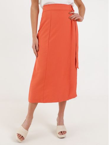Saia Midi Autentique Feminina LARANJA