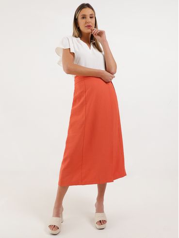 Saia Midi Autentique Feminina LARANJA
