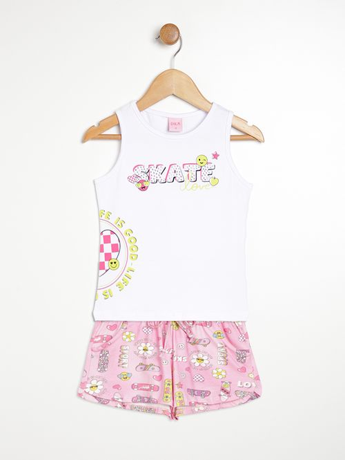 Conjunto Curto Infantil Para Menina - BRANCO