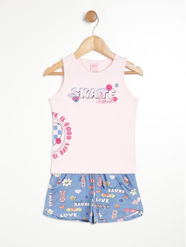 Conjunto Curto Infantil Para Menina - ROSA