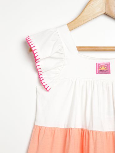 Vestido Infantil Para Menina - Bege/laranja/pink