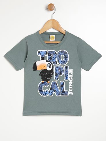 Camiseta Manga Curta Infantil Para Menino - VERDE