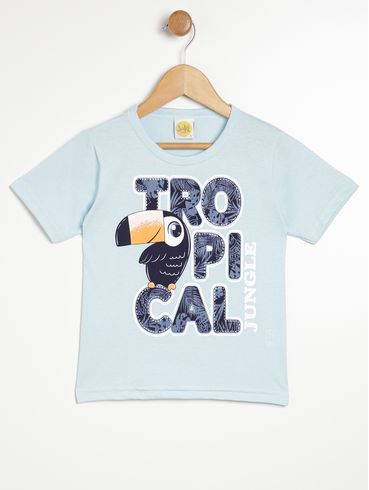 Camiseta Manga Curta Infantil Para Menino - AZUL