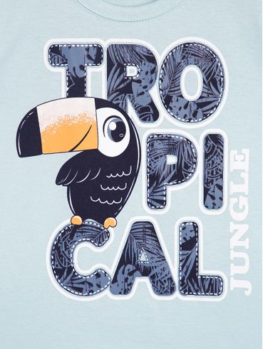 Camiseta Manga Curta Infantil Para Menino - AZUL