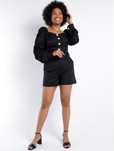 Blusa Cropped Manga Bufante Eagle Rock Feminina Preto