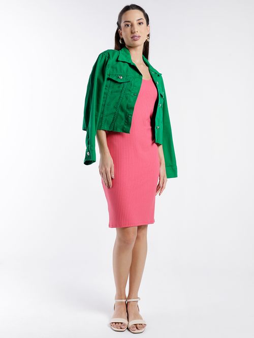 Vestido Curto Canelado Autentique Feminino ROSA