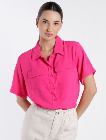 Camisa Manga Curta Feminina Rosa Pink