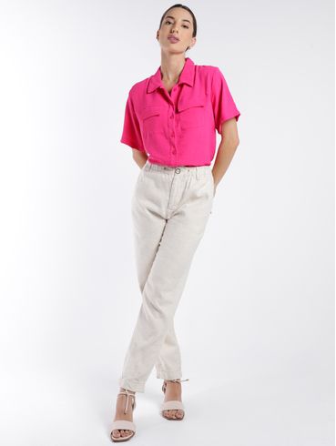 Camisa Manga Curta Feminina Rosa Pink