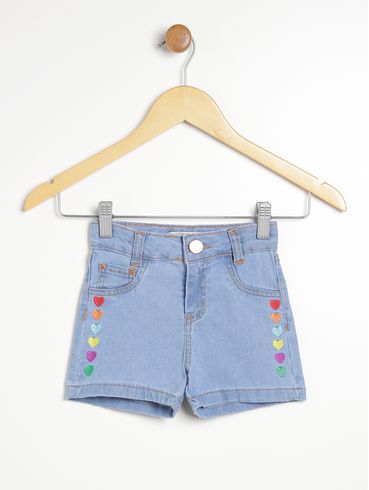 Short Jeans Infantil Para Menina - AZUL