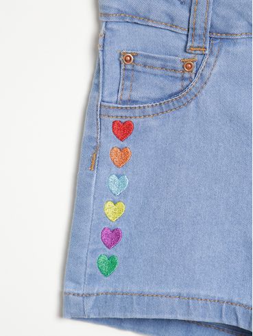 Short Jeans Infantil Para Menina - AZUL
