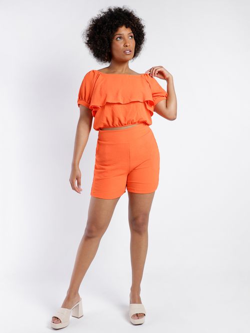 Blusa Ciganinha Cropped Feminina LARANJA