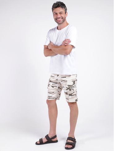 Bermuda Sarja Camuflada Mokkai Masculina Bege